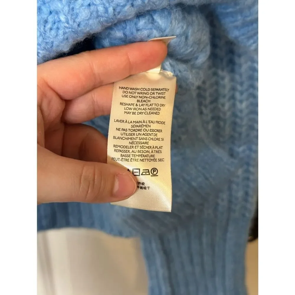 Free People True Blue Blue Bell V-Neck Oversized Sweater Sz XS Boho Winter Indie
